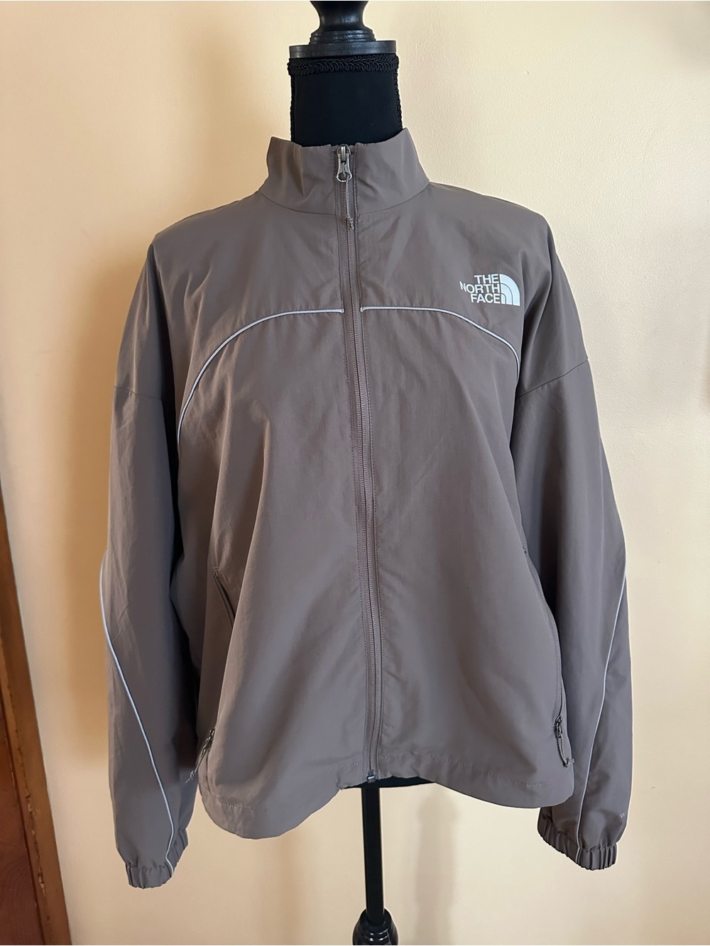 The North Face Women's Brown Full-Zip Tek Piping Wind Jacket Size Large